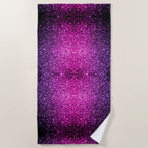 Purple Pink Ombre glitter sparkles Beach Towel