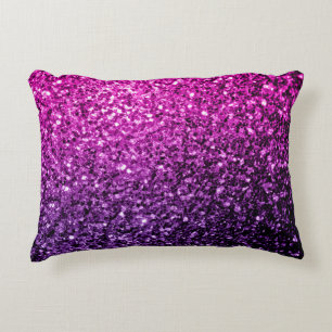 Purple Pink Ombre glitter sparkles Decorative Pillow