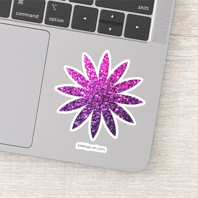 Purple Pink Ombre glitter sparkles flower Sticker (Detail)