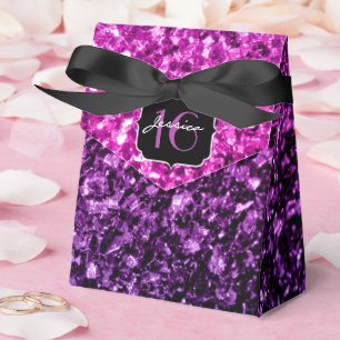 Purple Pink Ombre glitter sparkles Sweet 16 Favor Boxes