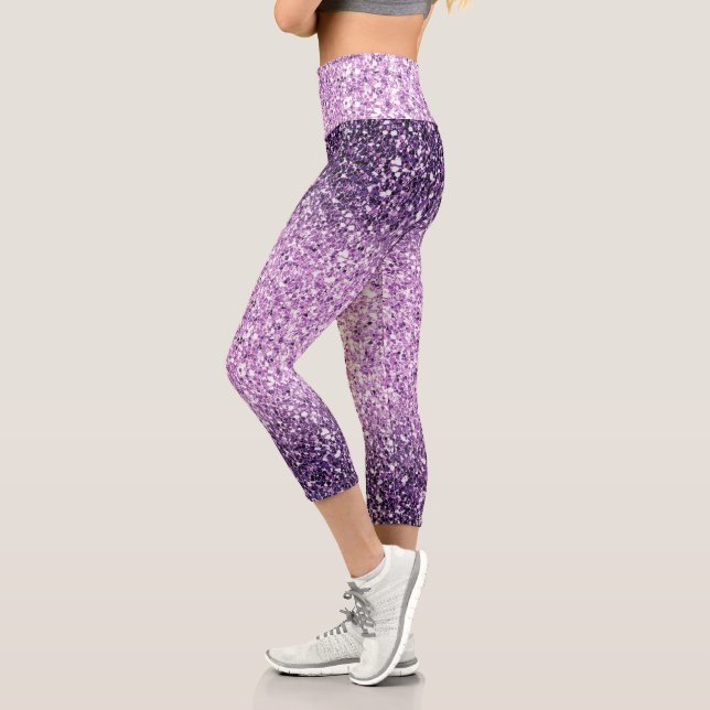 Purple-Pink Ombre Glitters Capri Leggings (Left)