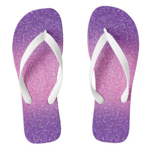 Purple-Pink Ombre Glitters, Pair of Flip Flops