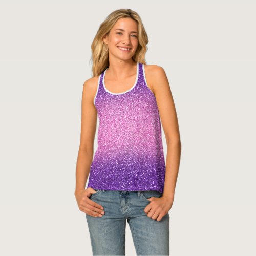 Purple_Pink Ombre Glitters Women Tank Top