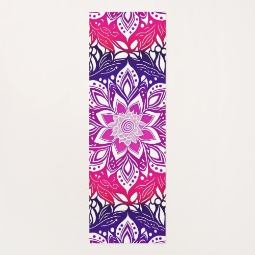 Purple  Pink Ombre Mandala Flower Pattern Yoga Mat