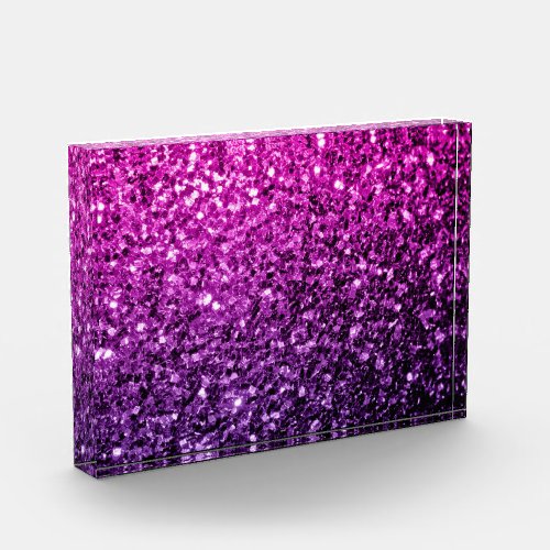 Purple pink ombre shiny faux glitter sparkles acrylic award