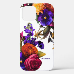Purple Pink Orange Floral Personalized  iPhone 12 Case