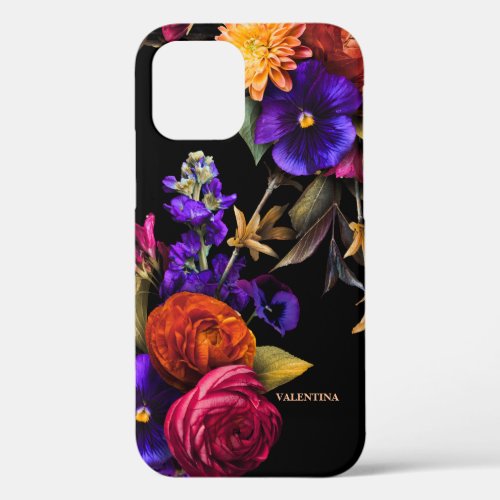 Purple Pink Orange Floral Personalized iPhone 12 Case