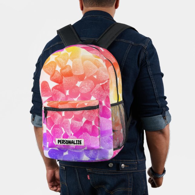 Purple pink orange gum candy sugar Custom text Printed Backpack (Insitu (Model))