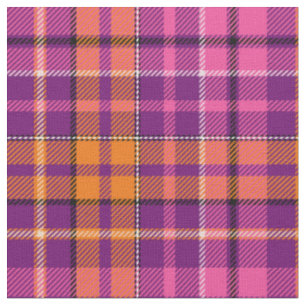 Purple Pink Orange Plaid Tartan Design  Fabric