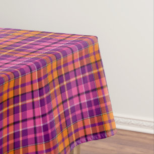Purple Pink Orange Plaid Tartan Design  Tablecloth