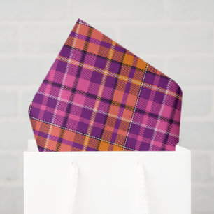 Purple Pink Orange Plaid Tartan Design Tissue Paper