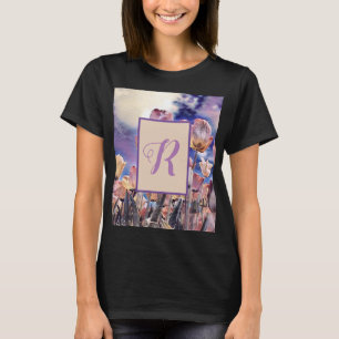 Purple pink orange tulips customizable monogram T-Shirt