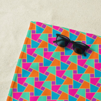 Purple Pink Orange Turquoise Green Islamic Pattern Beach Towel