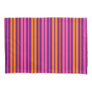 Purple Pink Orange Vertical Stripes Design Pillow Case
