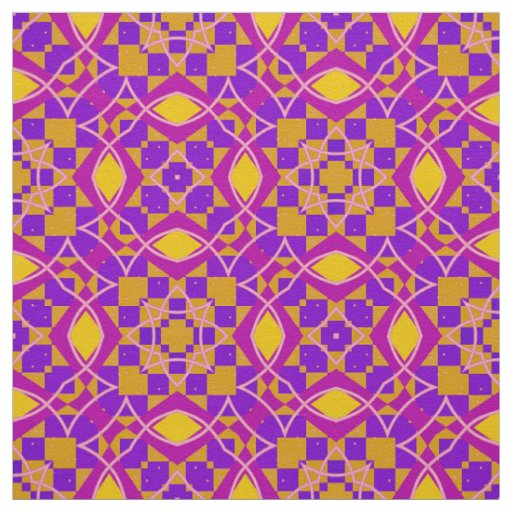 Purple Pink Orange & Yellow Geometric Pattern Fabric