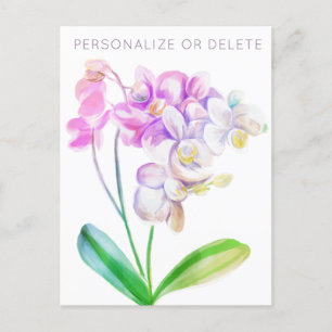Purple Pink Orchid Watercolor Floral Personalized Postcard