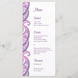 Indian Wedding Menus Zazzle