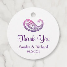 Purple & Pink Paisley Indian Wedding Thank You