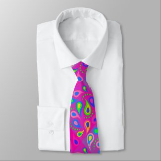 purple pink paisley pattern tie