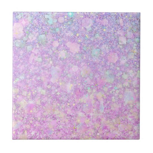 Purple Pink Pastel Color Faux Glitter Solid Ceramic Tile