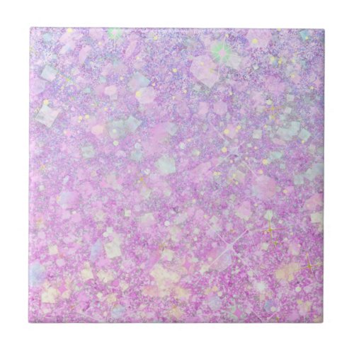 Purple Pink Pastel Color Faux Glitter Solid Ceramic Tile