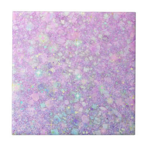 Purple Pink Pastel Color Faux Glitter Solid Ceramic Tile