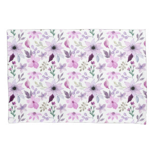 Purple Pink Pastel Floral Flowers Pillow Case