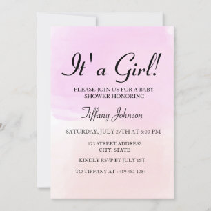 Purple Pink Pastel Ombre its A Girl Baby Shower Invitation