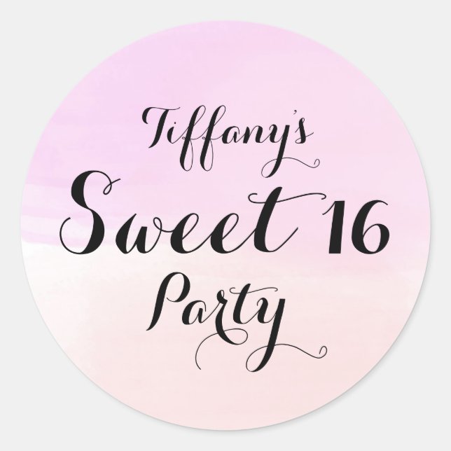 Purple & Pink Pastel Ombre Sweet 16 Sticker (Front)