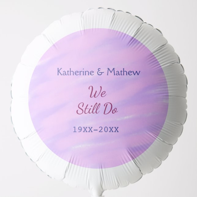 Purple pink pastel Vow renewal anniversary waterco Balloon (Front)