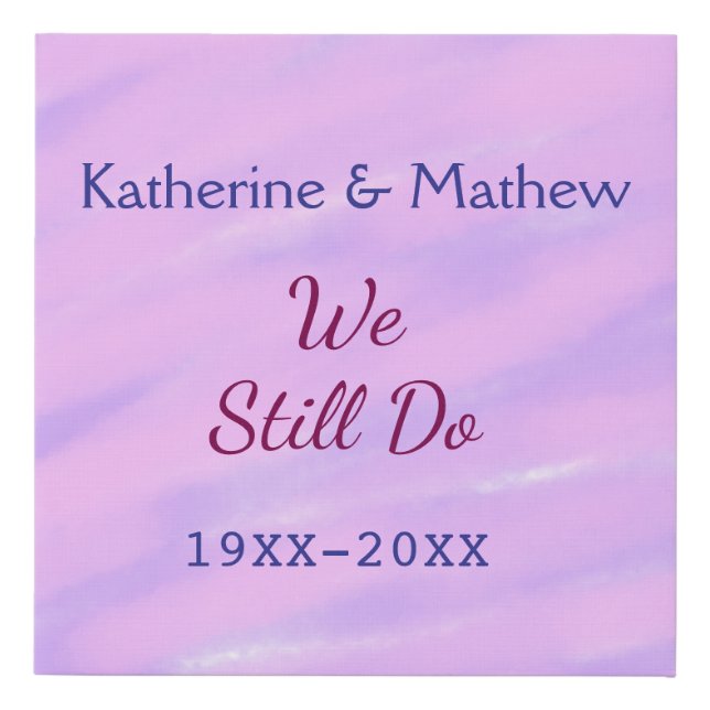 Purple pink pastel Vow renewal anniversary waterco Faux Canvas Print (Front)