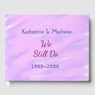 Purple pink pastel Vow renewal anniversary waterco Guest Book