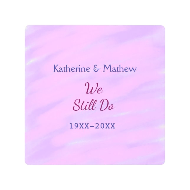 Purple pink pastel Vow renewal anniversary waterco Metal Print (Front)