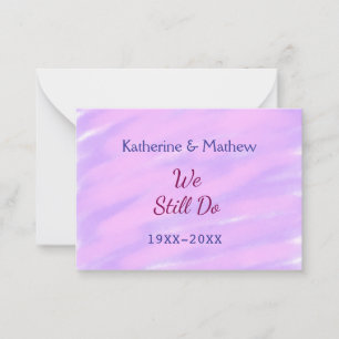 Purple pink pastel Vow renewal anniversary waterco Note Card