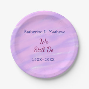 Purple pink pastel Vow renewal anniversary waterco Paper Plates