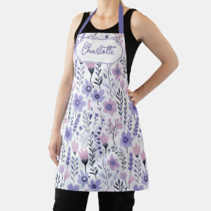 Purple Pink Pastel Wildflower Apron