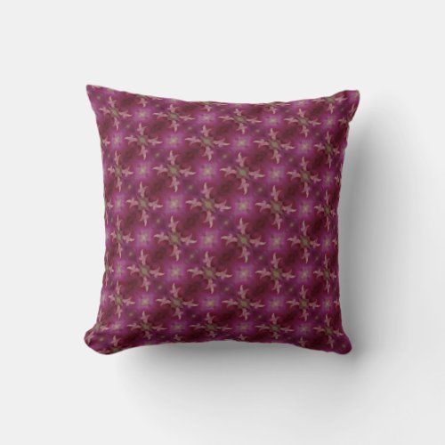 purple pink pattern center of morning glory throw pillow