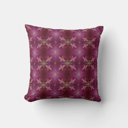 purple pink pattern center of morning glory throw pillow