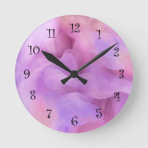 Purple Pink Peach Modern Abstract Round Clock