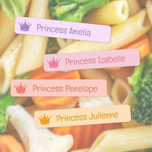 Purple Pink Peach Yellow Princess Crown Name Labels