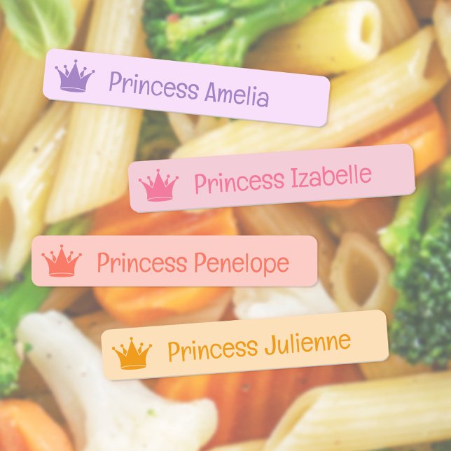 Purple Pink Peach Yellow Princess Crown Name Labels (Creator Uploaded)