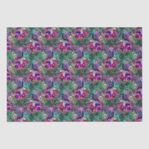 Purple Pink Peacock Floral Tissue Paper