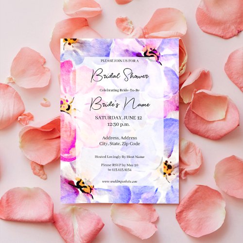 Purple Pink Peony Bridal Shower Invitation