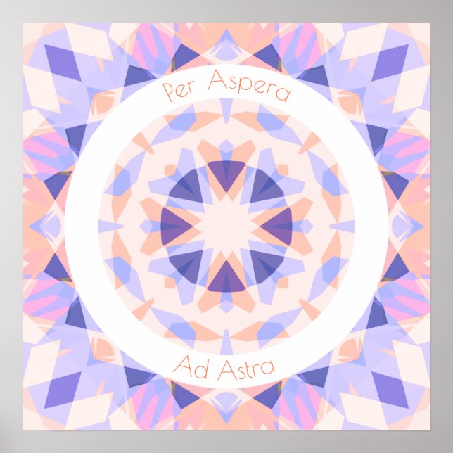 Purple Pink Per Aspera Ad Astra Stars Motivational Poster (Front)
