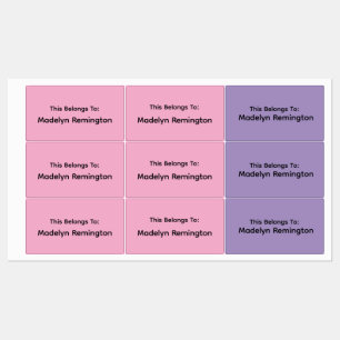 Purple Pink Personalized Daycare Babies Toddler Kids' Labels