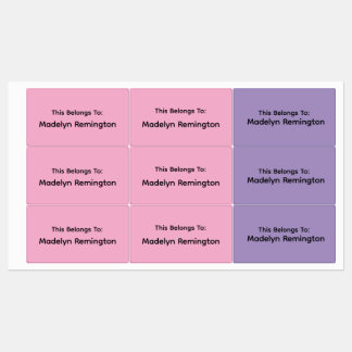 Purple Pink Personalized Daycare Babies Toddler Kids' Labels