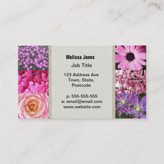 Purple Pink Photography Collage Business Card (Front)