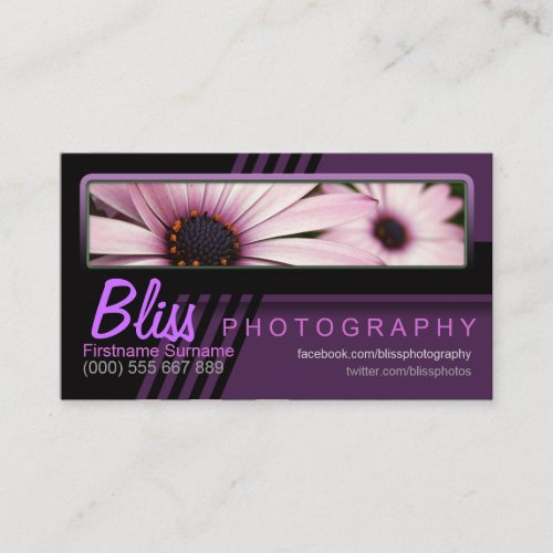 Purple Pink Photography w/ Photo template Business Business Card Templates