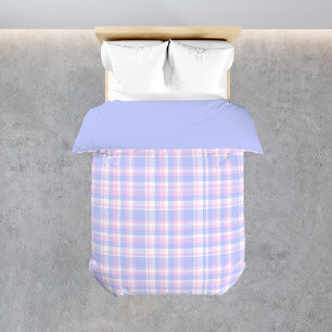 Purple Pink Plaid Pattern Girl Bedroom Kids Bed Duvet Cover