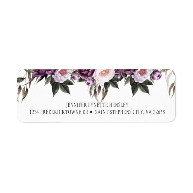 Purple Pink Plum Peonues Return Address| Label (Front)